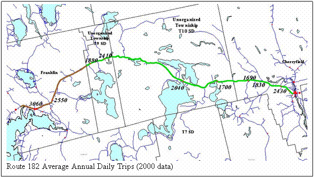 Text Box:  
Route 182 Average Annual Daily Trips (2000 data) 
