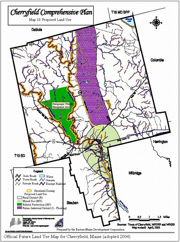 Text Box:  
Official Future Land Use Map for Cherryfield, Maine (adopted 2004)
